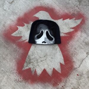 GHOSTFACE x NIKE beanie custom of Nike hoodie and Scream movie promo tee - LARGE